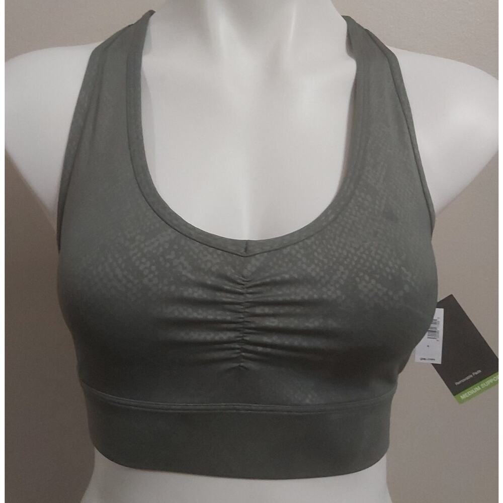 *NWT* GAP GapFit Eclipse Med. Impact T-Back Sports Bra Green Print Size S #19y27